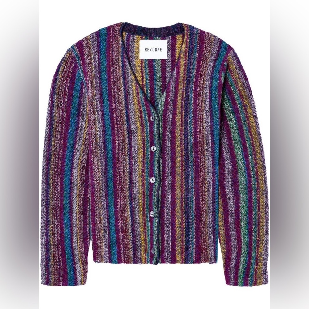 Re/Done Vibrant Striped Cardigan wool + alpaca